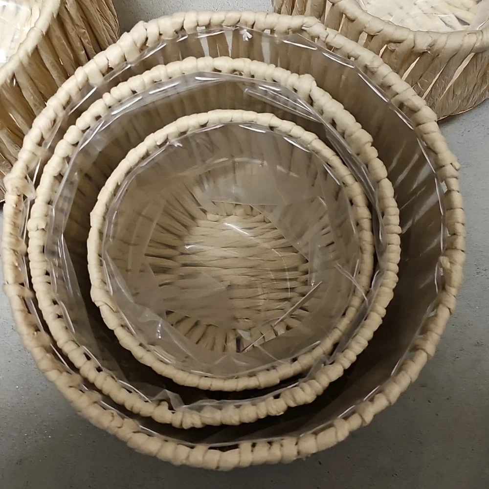 Nwt 7 Natural Lined Woven Basket Set - Picture 4 of 4